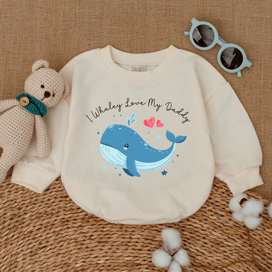 I Whaley Love My Daddy Cute Whale Baby Boy Romper Fathers Day Gift New Dad Bodysuit Adorable Blue Hearts Infant Bubble Coming Home Outfit