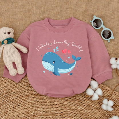I Whaley Love My Daddy Cute Whale Baby Boy Romper Fathers Day Gift New Dad Bodysuit Adorable Blue Hearts Infant Bubble Coming Home Outfit