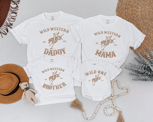 Western 1st Birthday Outfit Set: Cowboy Shirts & Bull Skull Romper