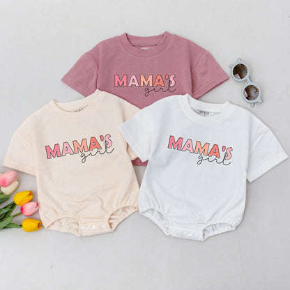 Matching Mama Mini Sweatshirts & Romper Mother Daughter Outfit Pink Gradient MAMA'S Girl Bold Blocky Simple Modern Soft Comfortable Baby Girl New Mom Gift