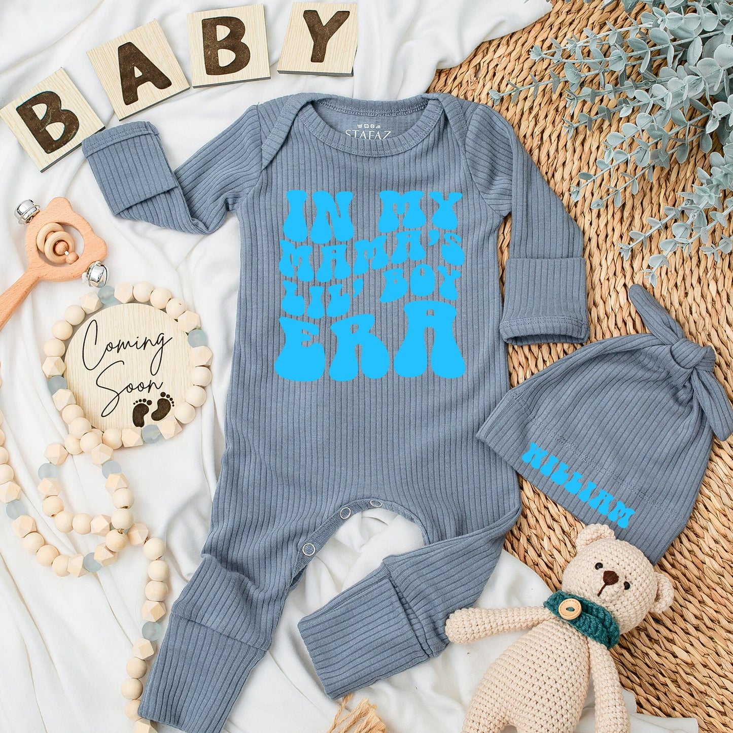 My Mama's Lil' Boy Bodysuit Set Adorable Baby Romper Newborn Gift Cute Coming Home Outfit Baby Shower Present for Sons Infant Clothing