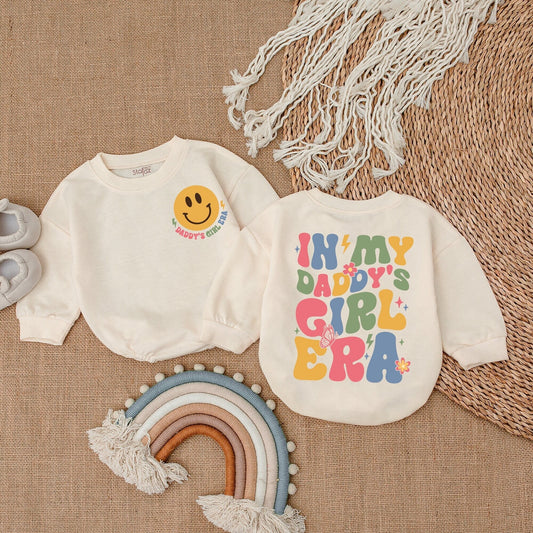 My Daddy's Girl Era Baby Romper Groovy Colorful Design Smiley Face Bodysuit Playful Gift for Infant Girls Retro Bright Summer Outfit