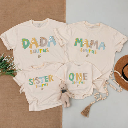 Oneasaurus 1st Birthday Dinosaur Family Matching Shirts Mommy Daddy Baby Boy Outfit Cute Dino Birthday Celebration Gift Idea