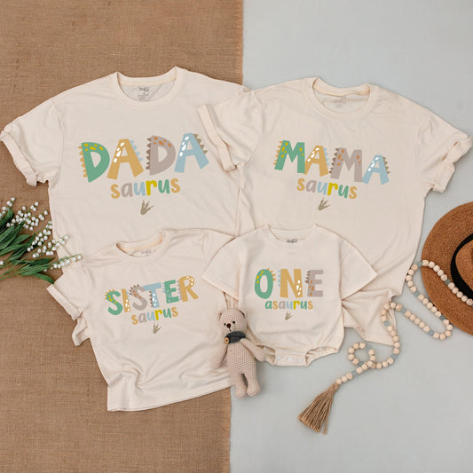 Oneasaurus 1st Birthday Dinosaur Family Matching Shirts Mommy Daddy Baby Boy Outfit Cute Dino Birthday Celebration Gift Idea