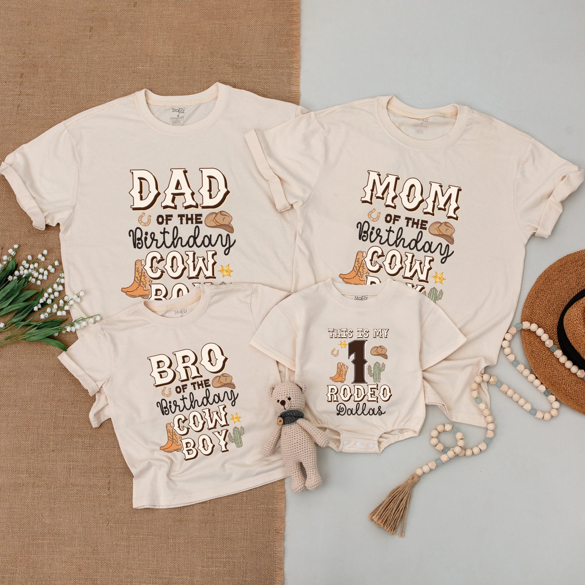 My First Rodeo Toddler Shirt 1st Birthday Western Cowboy Outfit Matching Family Apparel Soft Cotton Baby Bodysuit