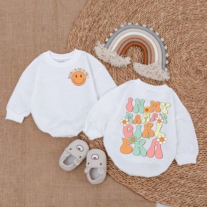 My Mama's Girl Era Baby Romper Vintage Pastel Smiley Face Outfit Mother's Day Gift Adorable Cheerful Retro Style Baby Girl Clothes