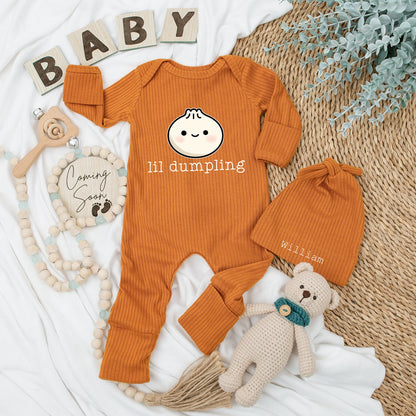Sweet Lil Dumpling Baby Bodysuit and Hat Set Adorable Newborn Outfit Unisex Baby Shower Gift Coming Home Keepsake Clothes