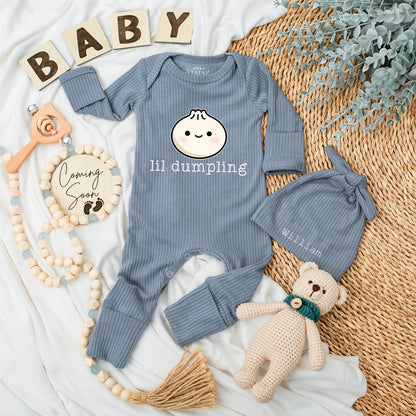 Sweet Lil Dumpling Baby Bodysuit and Hat Set Adorable Newborn Outfit Unisex Baby Shower Gift Coming Home Keepsake Clothes