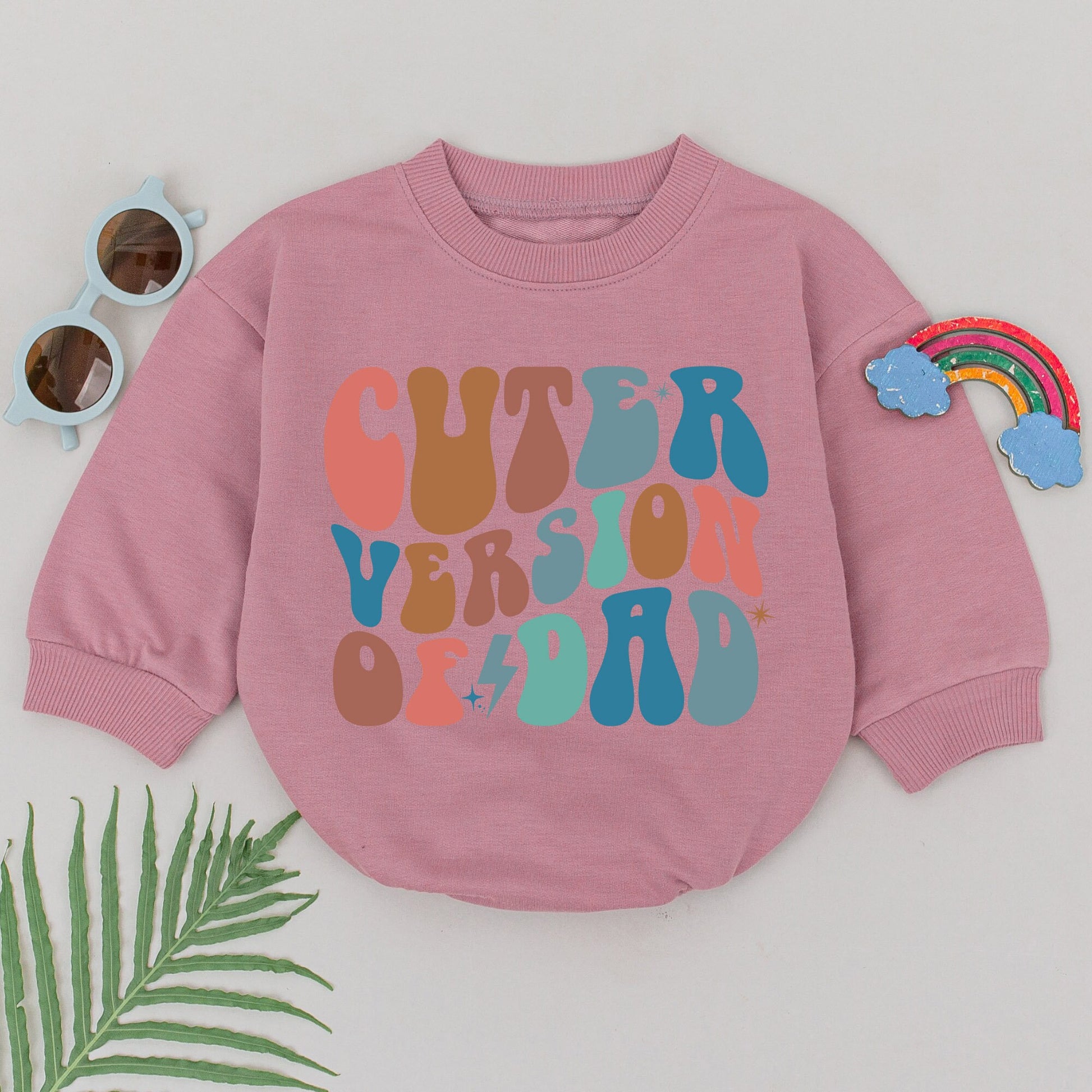 Retro Cuter Version Of Dad Romper, playful bubbly design baby outfit, colorful Father's Day gift for newborn boys girls, sweet shower present