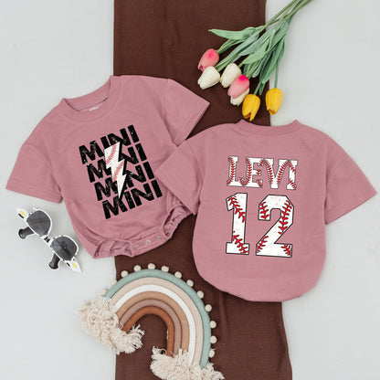 Personalized Baseball Family Matching Shirts for Mom, Mama, Mini, and Rookie featuring stitched baseball graphics, perfect for game day.
