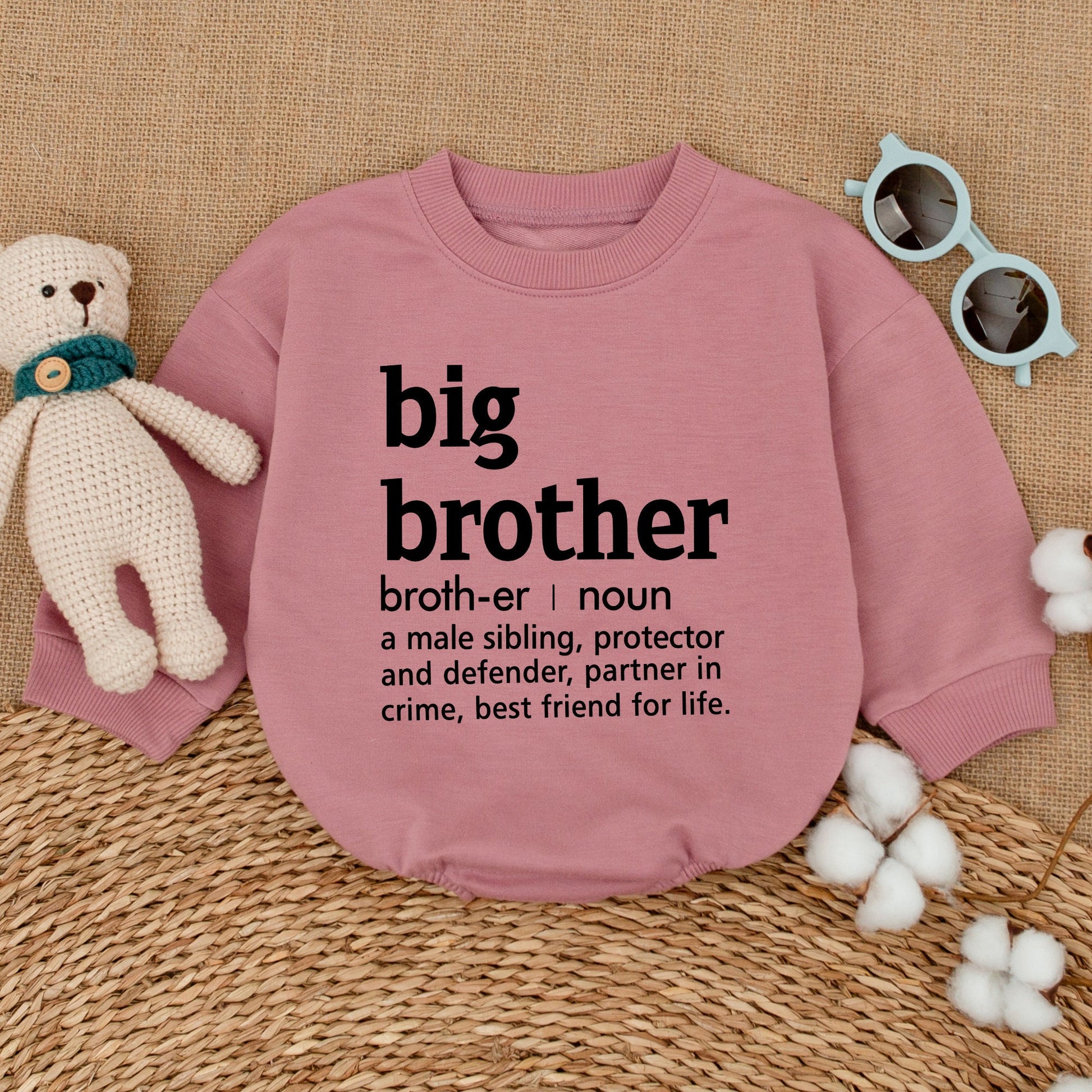 Big Brother Definition Romper Baby Bodysuit Pregnancy Announcement Gift Black Ink Modern Simple Style Newborn Cotton Comfort Sibling Matching Outfit