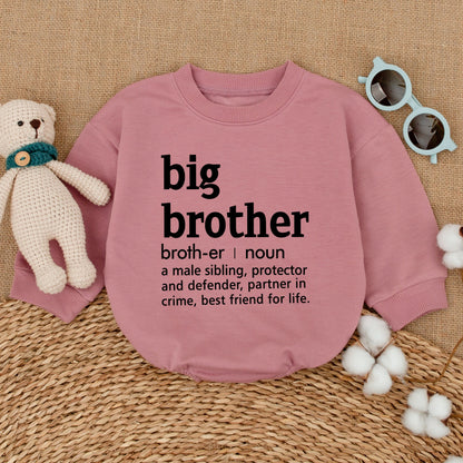 Big Brother Definition Romper Baby Bodysuit Pregnancy Announcement Gift Black Ink Modern Simple Style Newborn Cotton Comfort Sibling Matching Outfit