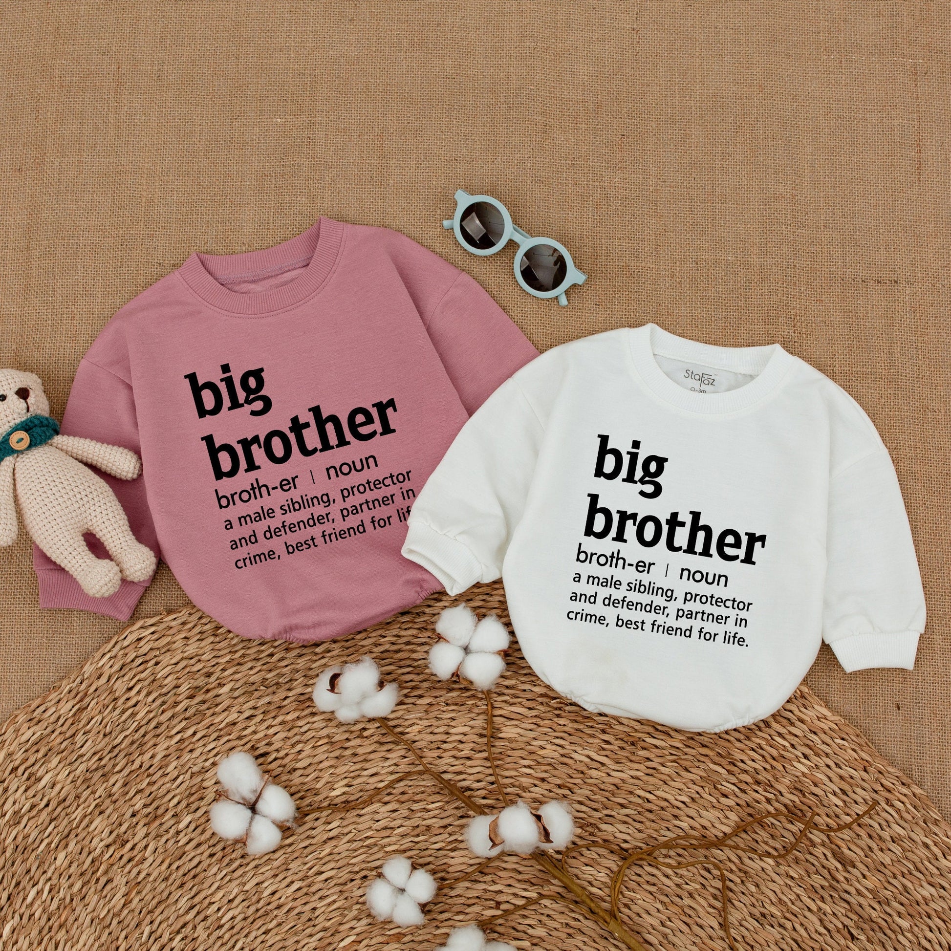 Big Brother Definition Romper Baby Bodysuit Pregnancy Announcement Gift Black Ink Modern Simple Style Newborn Cotton Comfort Sibling Matching Outfit
