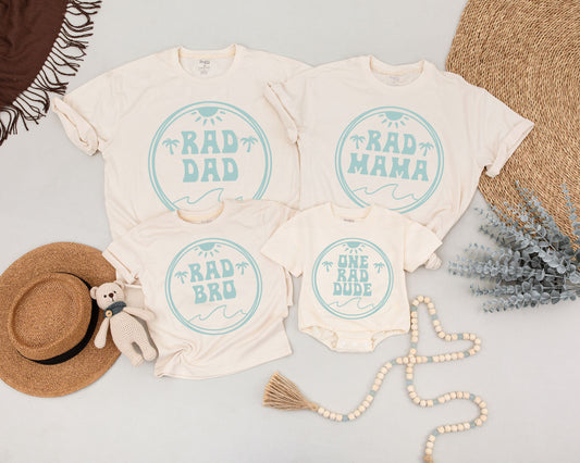 Matching Surf Family Birthday Shirts, The Big One, Rad Dude Shirts for Surfer Family Outfits, 1st Birthday, Summer Fun