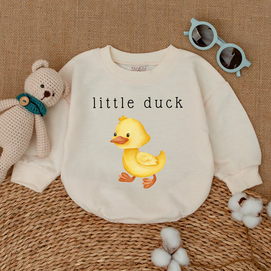Cute Yellow Little Duck Baby Bubble Romper Newborn Bodysuit Adorable Duckling Outfit Soft Infant Shower Gift Playful Animal Clothing