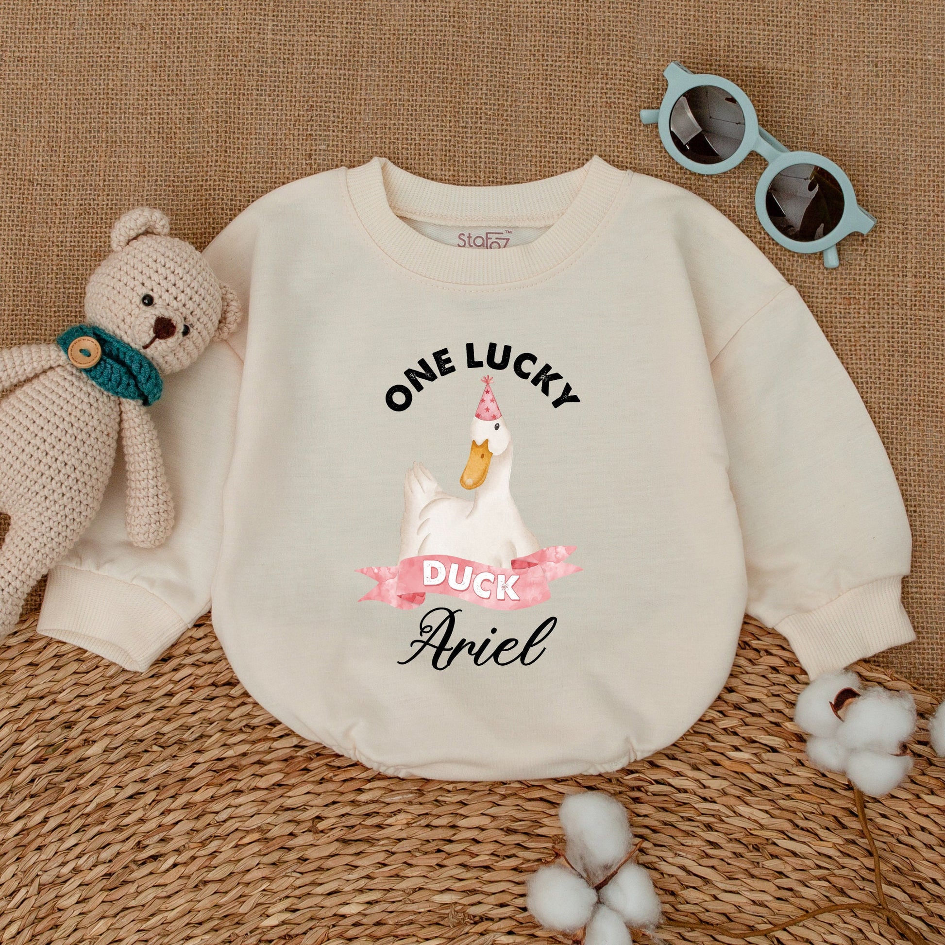 Personalized One Lucky Duck Baby Romper Cute Duckling Bodysuit So Dunkin' Cute Soft Cotton Baby Shower Gift Birthday Clothes