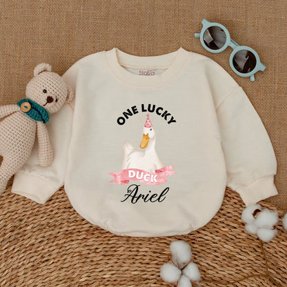 Personalized One Lucky Duck Baby Romper Cute Duckling Bodysuit So Dunkin' Cute Soft Cotton Baby Shower Gift Birthday Clothes