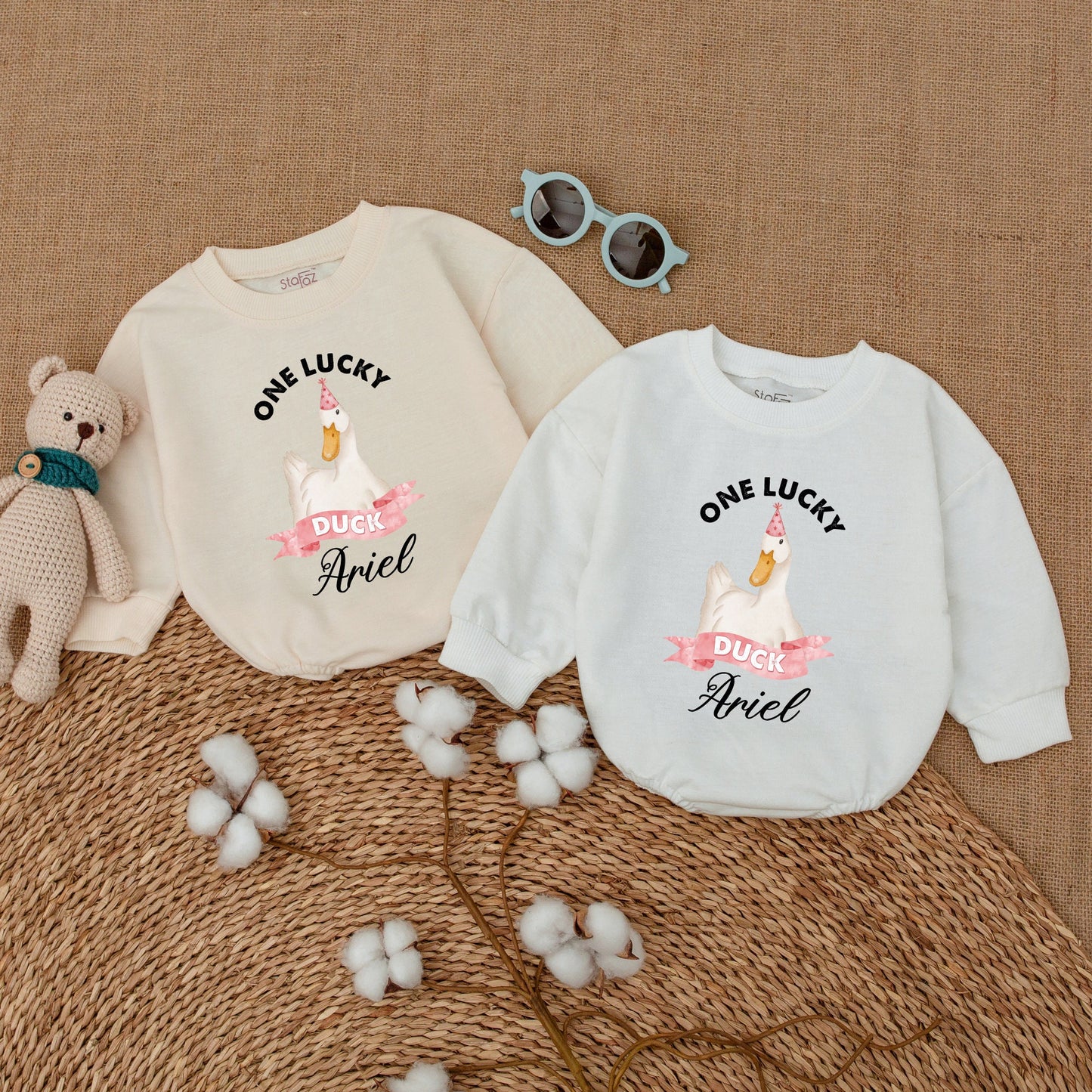 Personalized One Lucky Duck Baby Romper Cute Duckling Bodysuit So Dunkin' Cute Soft Cotton Baby Shower Gift Birthday Clothes