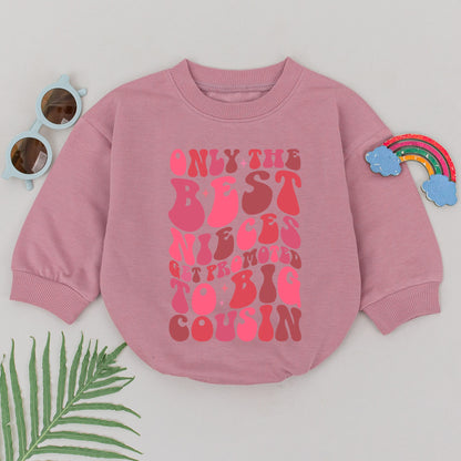 Only The Best Nieces Get Promoted To Big Cousin Retro Romper Pink Red Star Bodysuit Baby Shower Gift Soft Cotton Matching Infant Girl Outfit