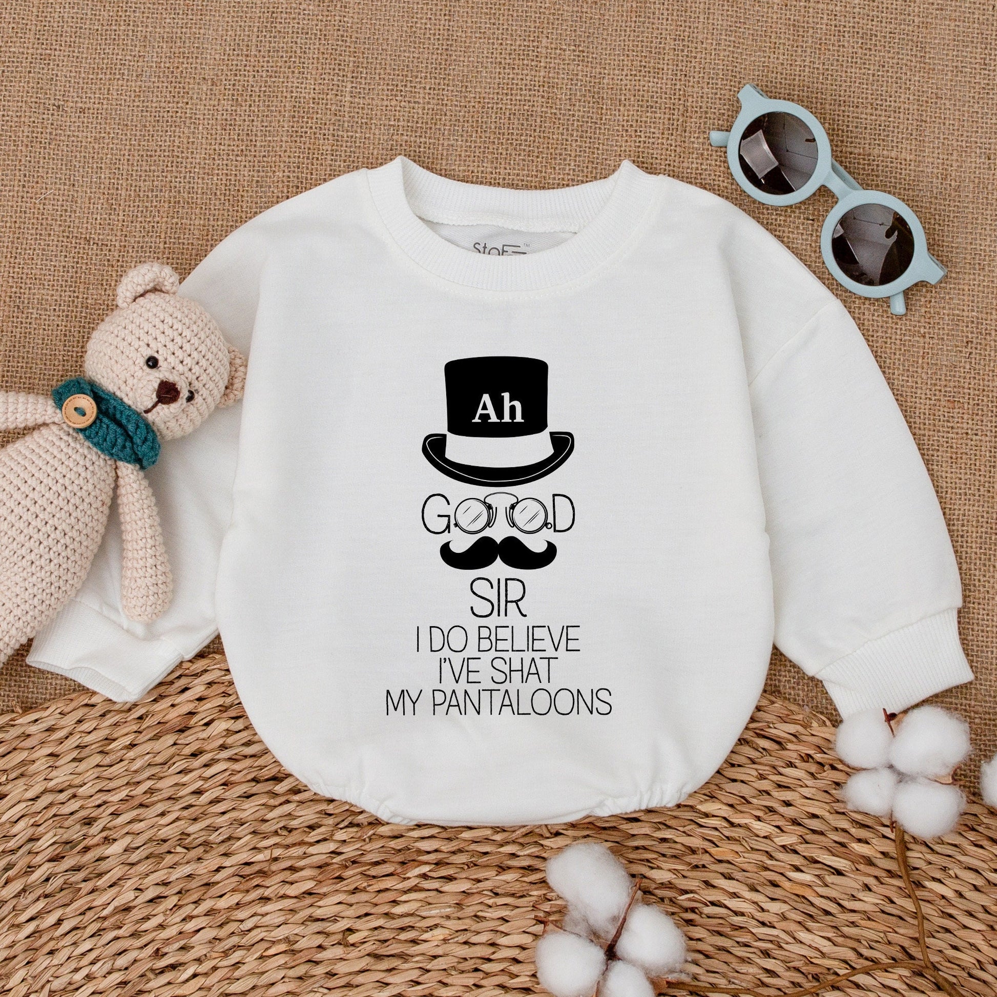 Funny Ah Good Sir I've Shat My Pantaloons Baby Romper Gentleman Bodysuit Newborn Bubble Gender Neutral Clothes New Baby Shower Gift