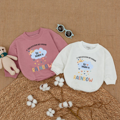 It Takes Both Rain and Sunshine Rainbow of Hope Baby Romper Bodysuit Gender Neutral Cute Whimsical Design New Shower Gift