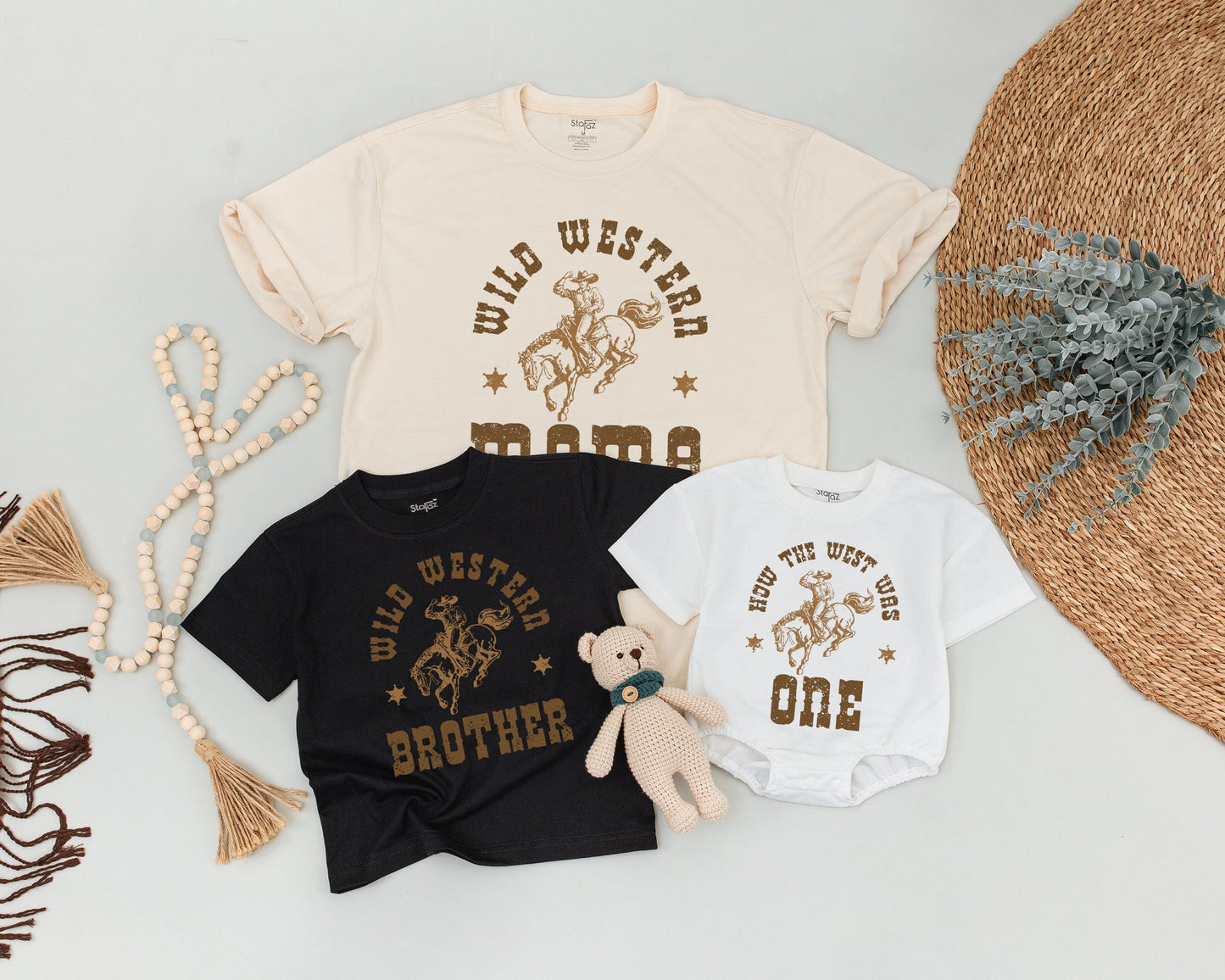 How The West Was One 1st Birthday Outfit Cowboy Rodeo Wild West Family Matching Shirts Vintage Rustic Distressed Style