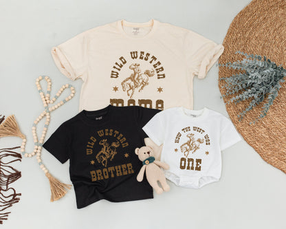 How The West Was One 1st Birthday Outfit Cowboy Rodeo Wild West Family Matching Shirts Vintage Rustic Distressed Style