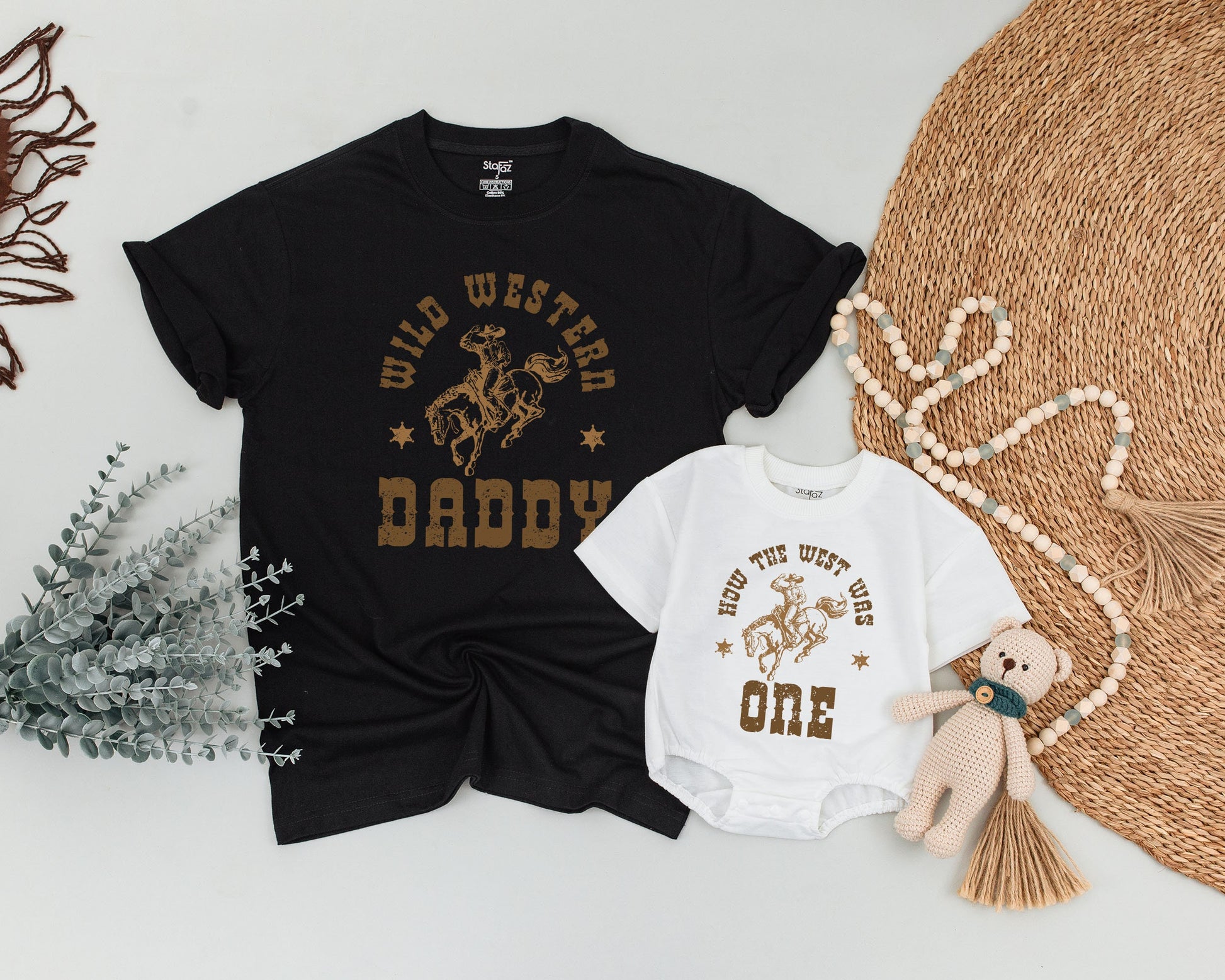 How The West Was One 1st Birthday Outfit Cowboy Rodeo Wild West Family Matching Shirts Vintage Rustic Distressed Style
