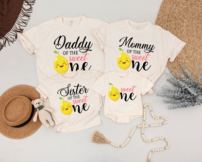 Personalized Sweet One Lemon First Birthday Shirts Matching Mommy and Me Family Baby Toddler Party Outfits Cheerful Lemonade Theme