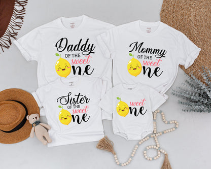 Personalized Sweet One Lemon First Birthday Shirts Matching Mommy and Me Family Baby Toddler Party Outfits Cheerful Lemonade Theme
