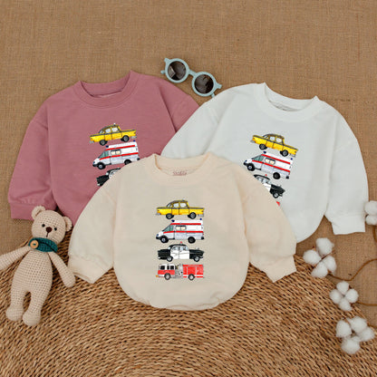 Newborn Baby Boy Romper Bodysuit with Emergency Rescue Vehicles Fire Truck Ambulance Police Design Comfortable Baby Shower Gift Coming Home Outfit