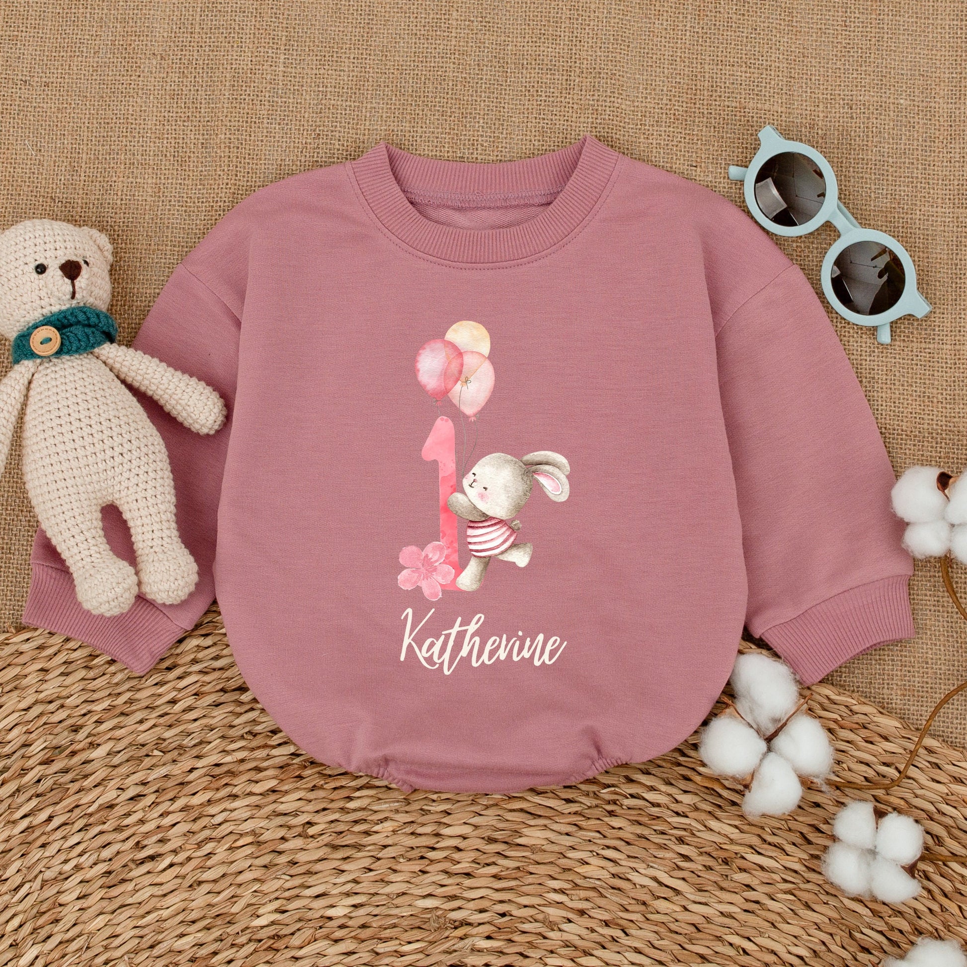 Personalized Some Bunny Is One Romper with Name for Baby Girl First Birthday Outfit Smash Cake Bubble Bodysuit Adorable Gift