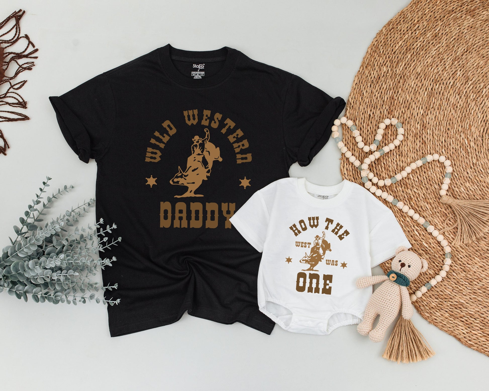 Retro How The West Was One Cowboy Western Theme 1st Birthday Outfit Baby Boy Girl Matching Family Shirts Soft Cotton Party Clothes