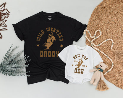 Retro How The West Was One Cowboy Western Theme 1st Birthday Outfit Baby Boy Girl Matching Family Shirts Soft Cotton Party Clothes