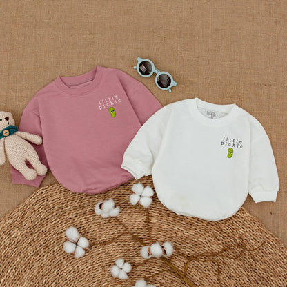 Little Pickle Romper Pickle Vibes Baby Bodysuit Funny Vegan Hipster Infant Outfit Black White Green Accents Shower Gift