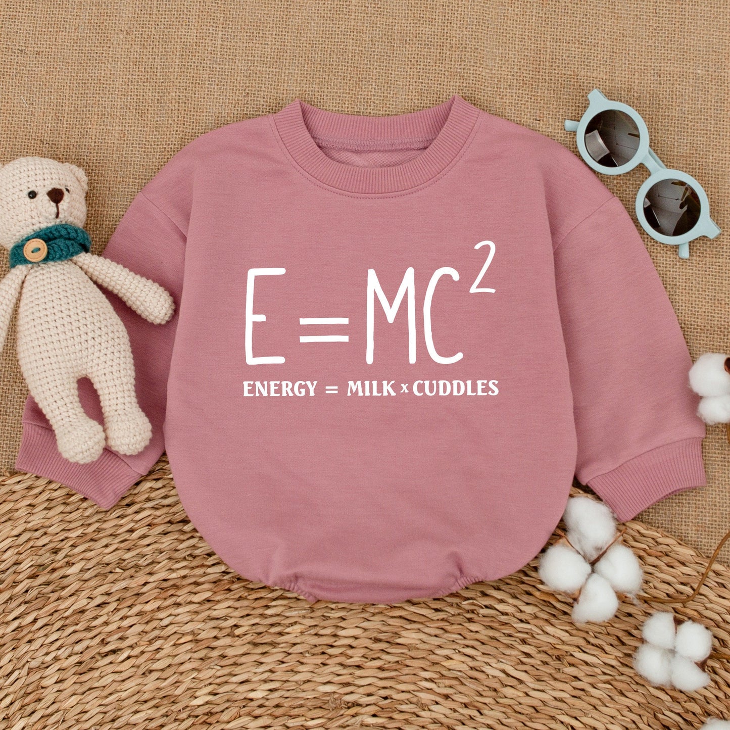 E=MC2 Baby Romper Science Bodysuit Funny Milk Cuddles Design Gender Neutral Newborn Bubble Outfit Soft Cotton Baby Shower Gift Clever Announcement