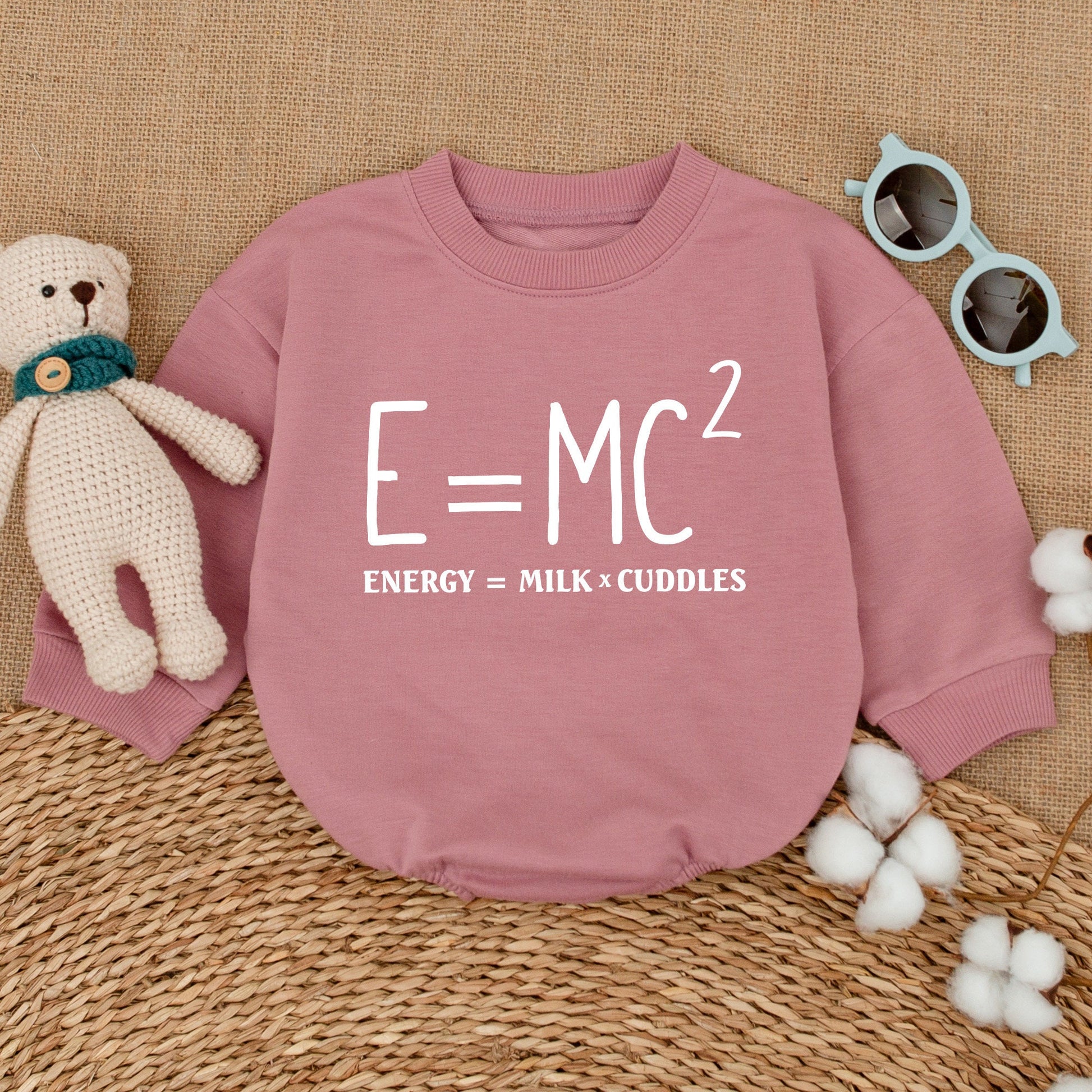 E=MC2 Baby Romper Science Bodysuit Funny Milk Cuddles Design Gender Neutral Newborn Bubble Outfit Soft Cotton Baby Shower Gift Clever Announcement