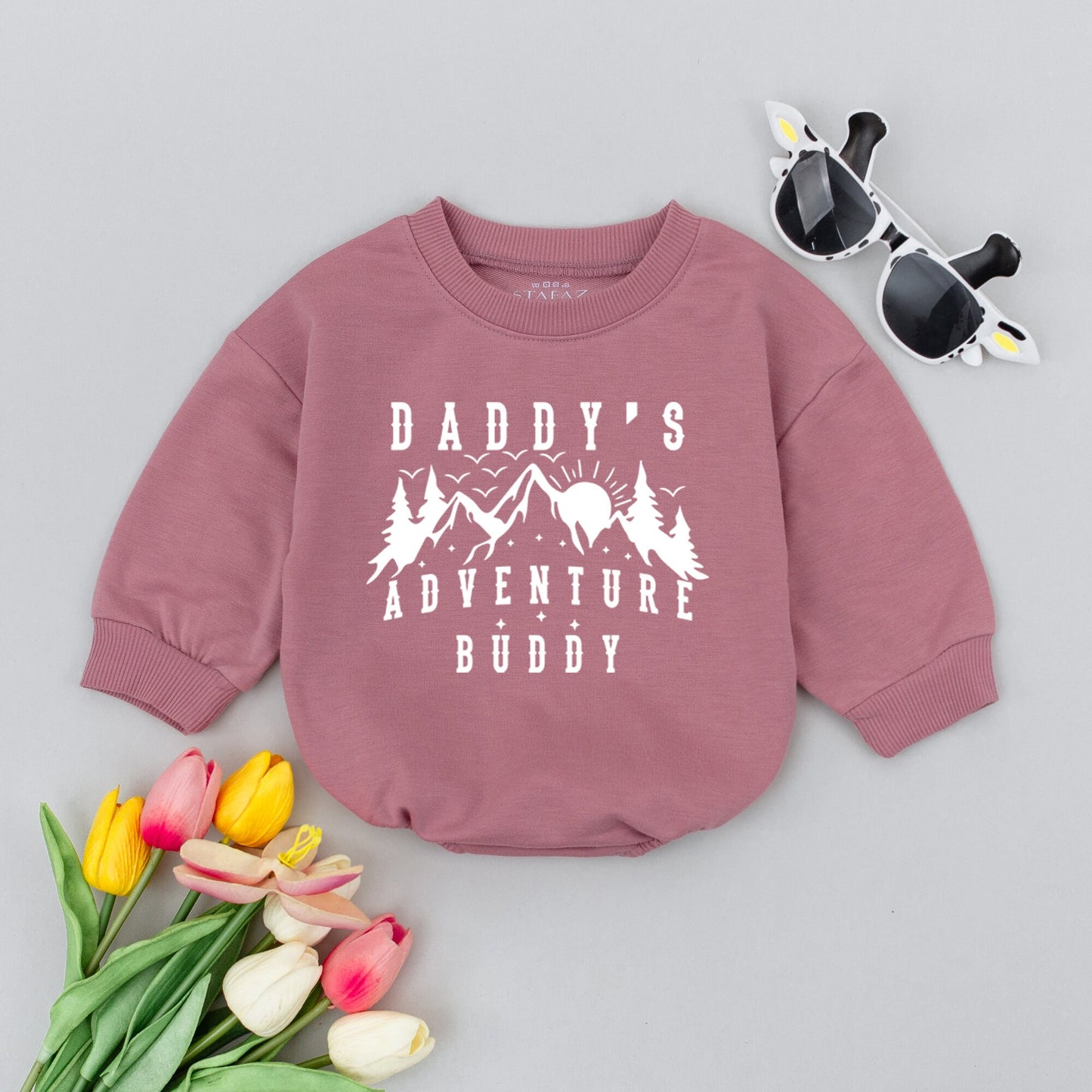 Daddy's Adventure Buddy Baby Romper Mountains Outdoor Fun Father's Day Gift Newborn Gender Neutral Travel Camping Hiking Outfit