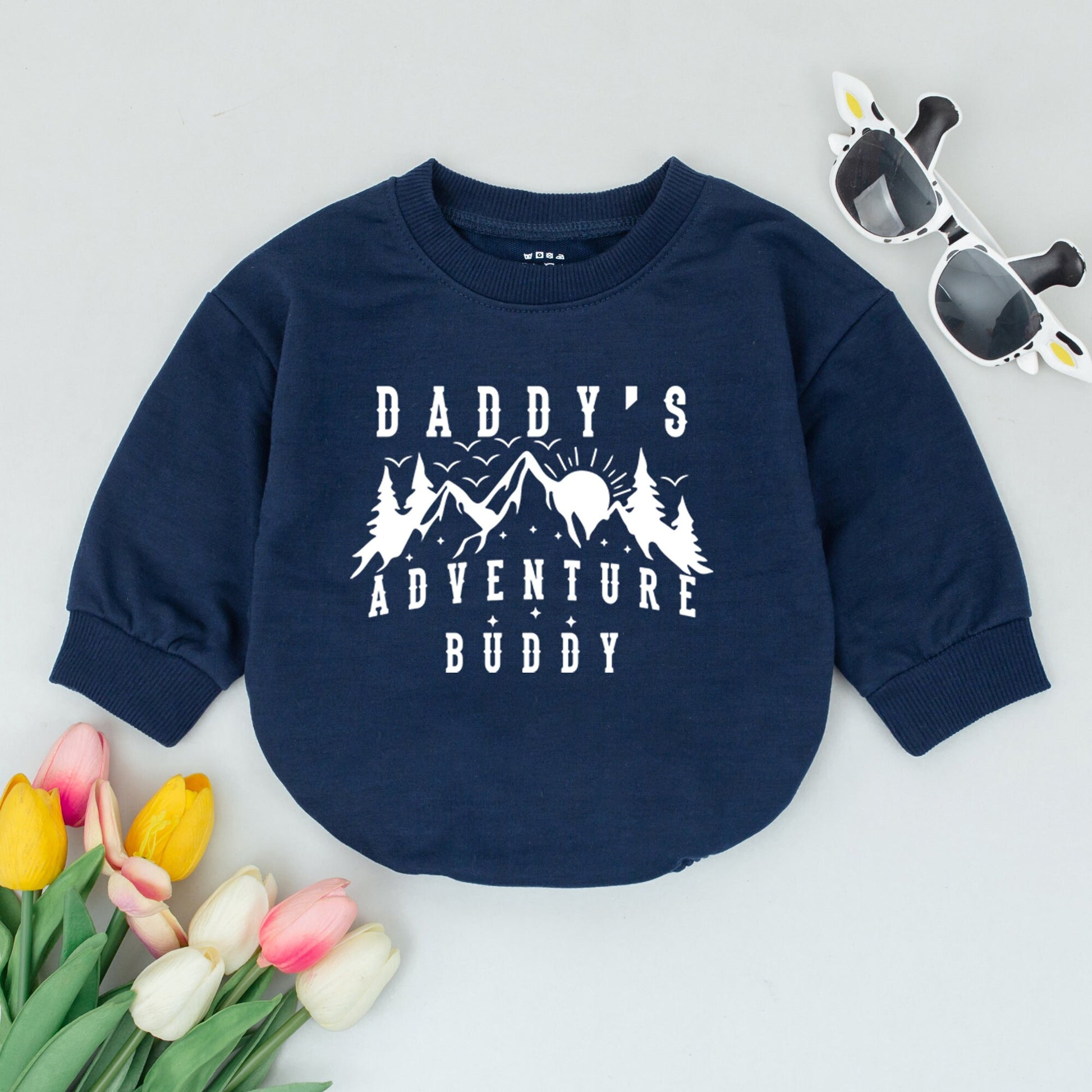 Daddy's Adventure Buddy Baby Romper Mountains Outdoor Fun Father's Day Gift Newborn Gender Neutral Travel Camping Hiking Outfit