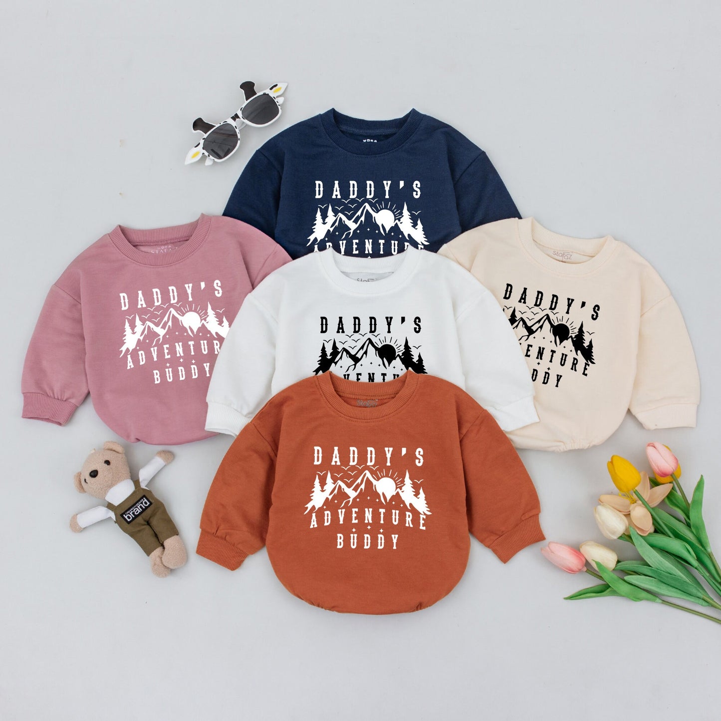 Daddy's Adventure Buddy Baby Romper Mountains Outdoor Fun Father's Day Gift Newborn Gender Neutral Travel Camping Hiking Outfit