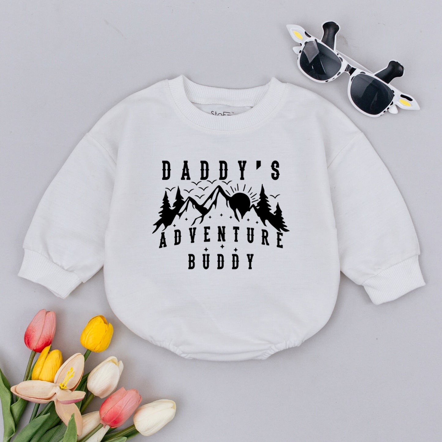 Daddy's Adventure Buddy Baby Romper Mountains Outdoor Fun Father's Day Gift Newborn Gender Neutral Travel Camping Hiking Outfit