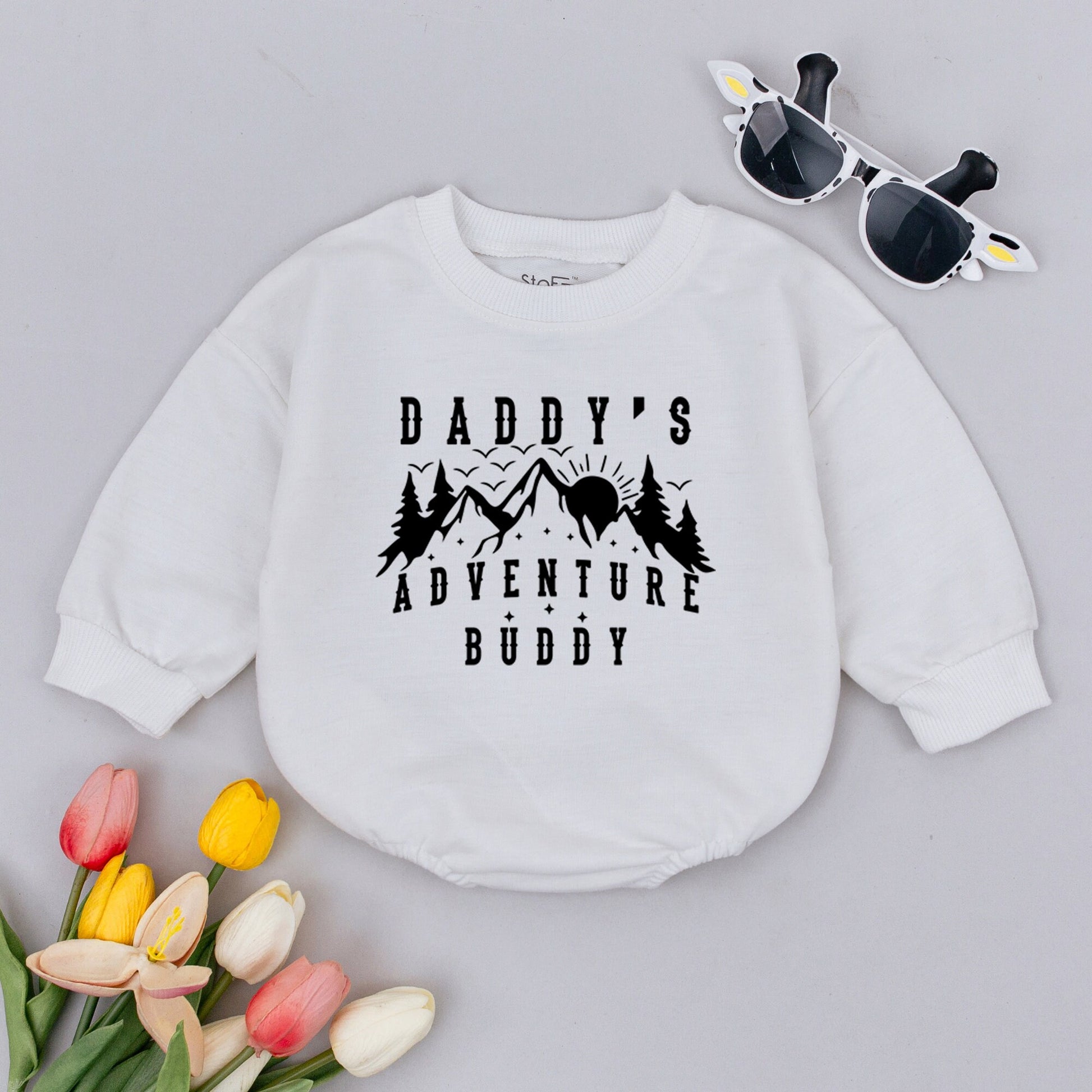 Daddy's Adventure Buddy Baby Romper Mountains Outdoor Fun Father's Day Gift Newborn Gender Neutral Travel Camping Hiking Outfit