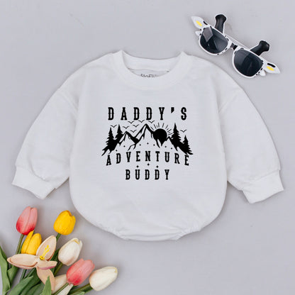 Daddy's Adventure Buddy Baby Romper Mountains Outdoor Fun Father's Day Gift Newborn Gender Neutral Travel Camping Hiking Outfit