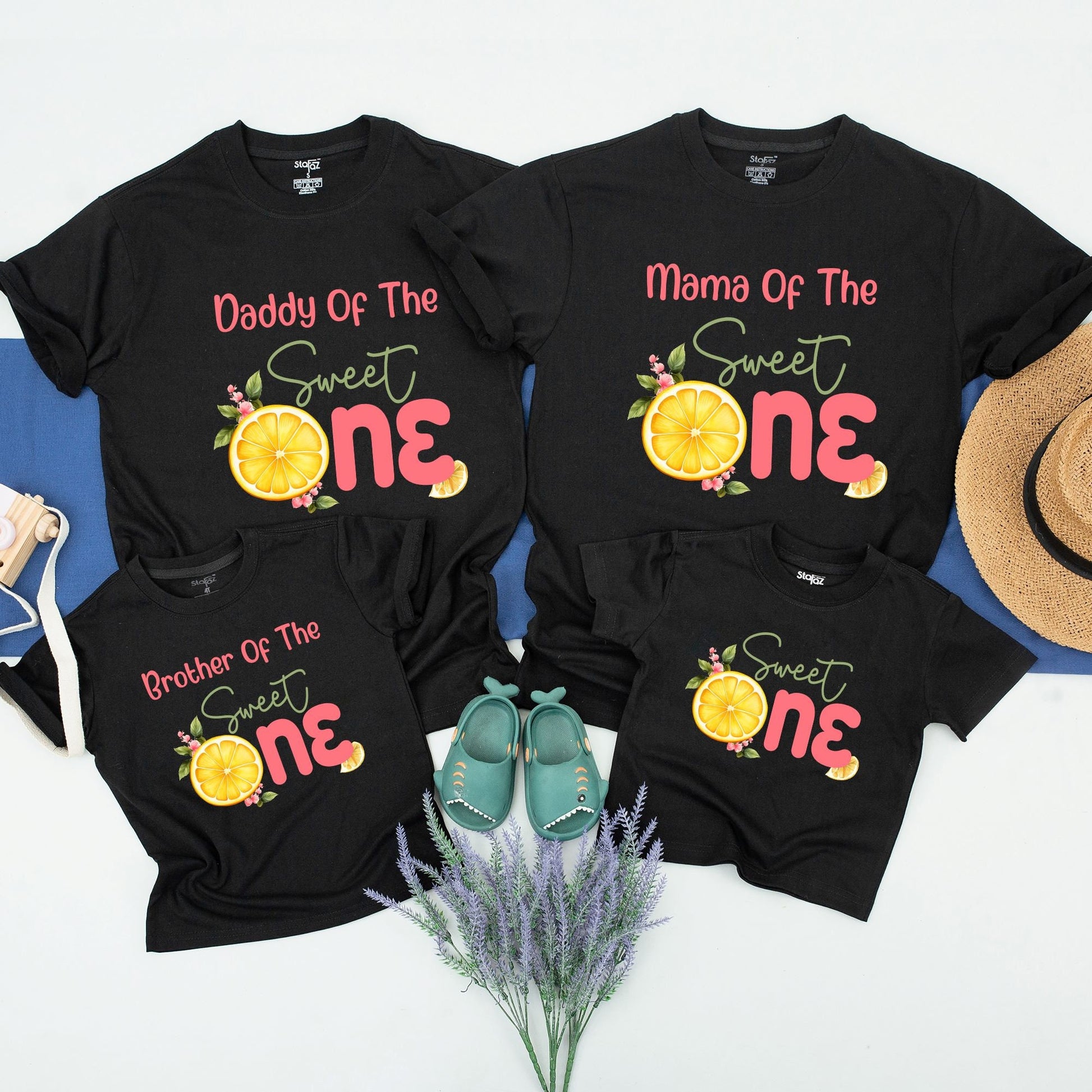 Sweet One First Birthday Lemon Shirt Matching Family Outfit Girl Cake Smash Party Theme Comfortable Cotton Apparel Set for Photos