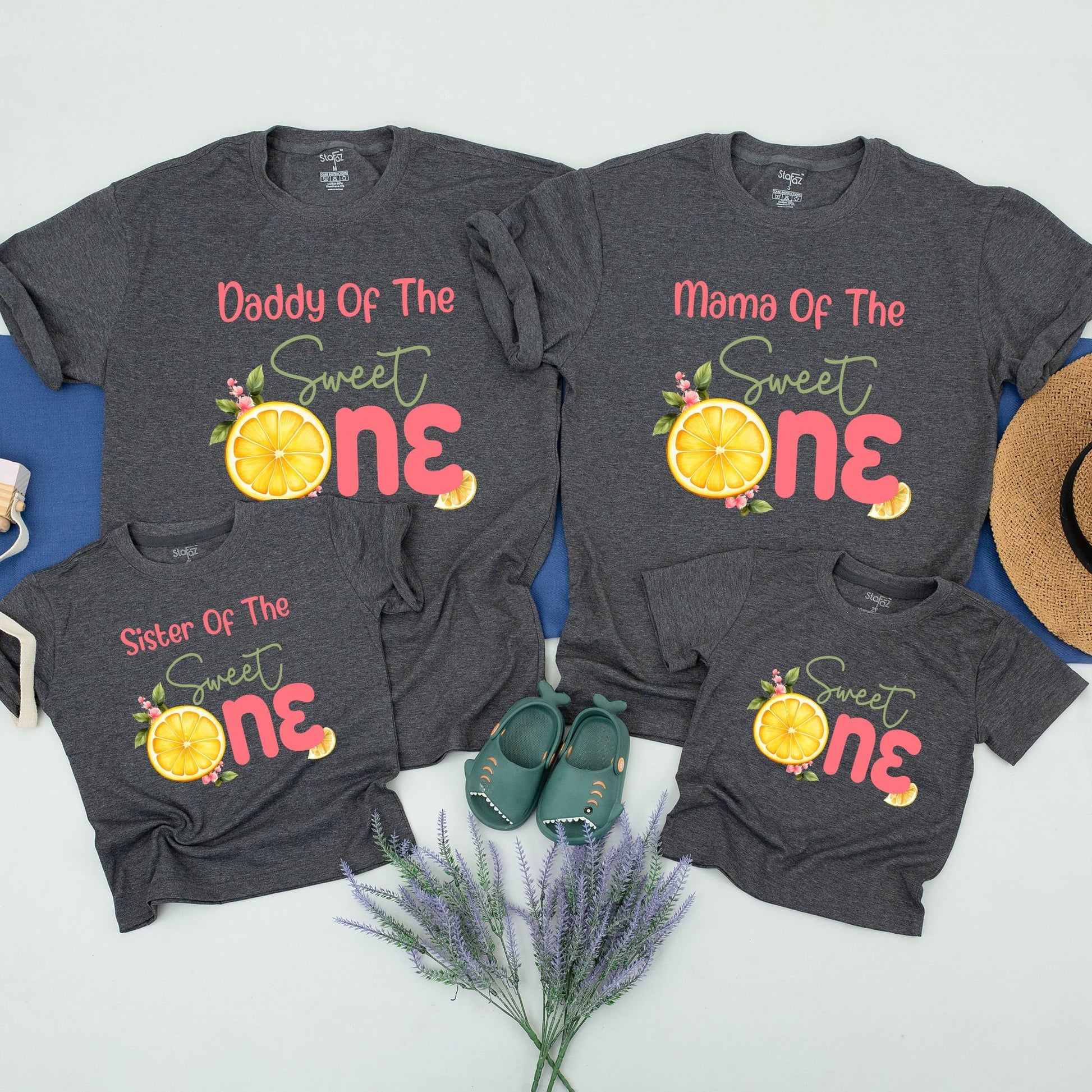 Sweet One First Birthday Lemon Shirt Matching Family Outfit Girl Cake Smash Party Theme Comfortable Cotton Apparel Set for Photos