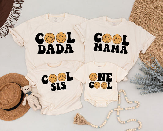 Two Cool Retro Smiley Face Birthday Shirts Matching Family 2nd Birthday Outfit Boy Girl Vintage Vibes