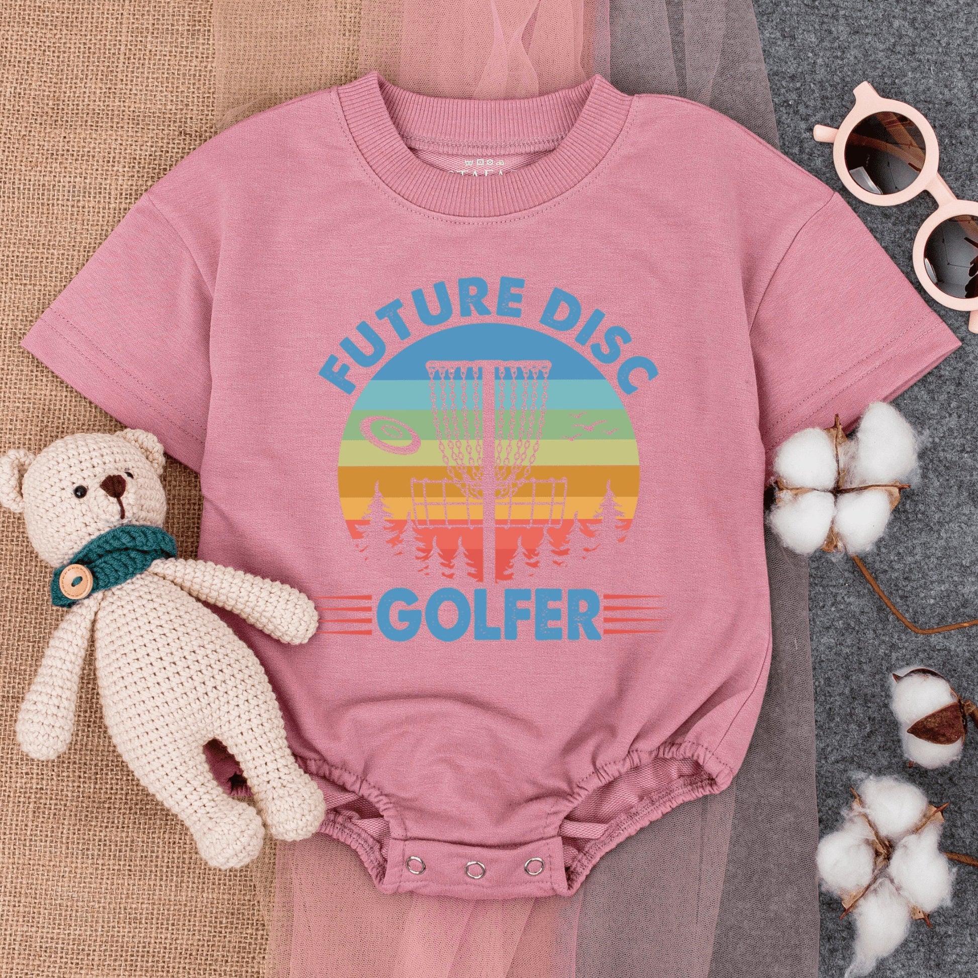 Newborn Infant Baby Disc Golf Bubble Romper Short Sleeve Bodysuit Future Golfer Gameday Outfit Comfortable Summer Frisbee Par Gift