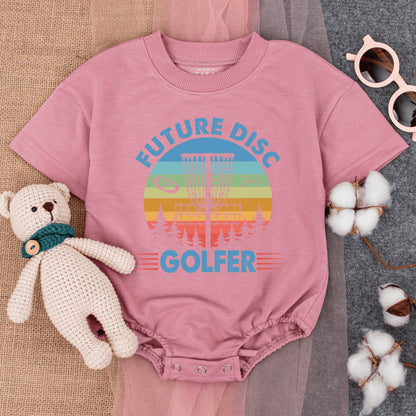Newborn Infant Baby Disc Golf Bubble Romper Short Sleeve Bodysuit Future Golfer Gameday Outfit Comfortable Summer Frisbee Par Gift