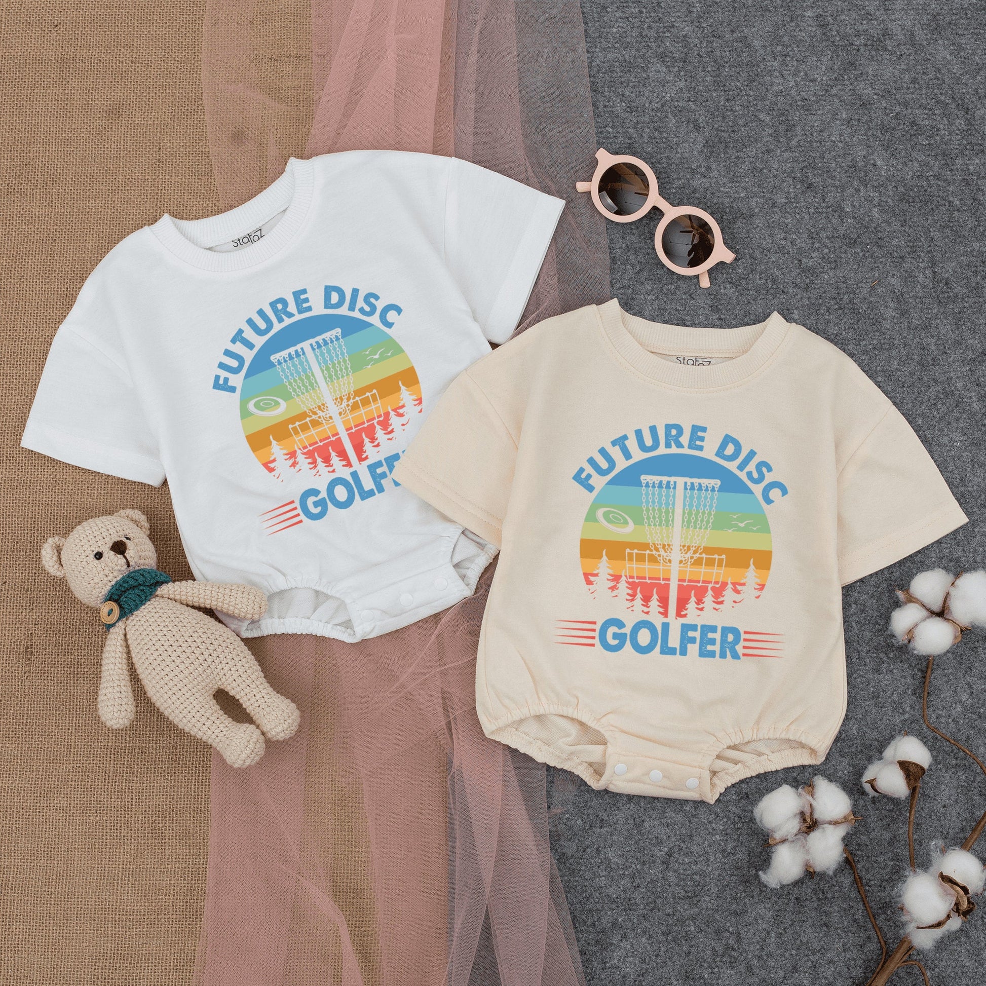 Newborn Infant Baby Disc Golf Bubble Romper Short Sleeve Bodysuit Future Golfer Gameday Outfit Comfortable Summer Frisbee Par Gift
