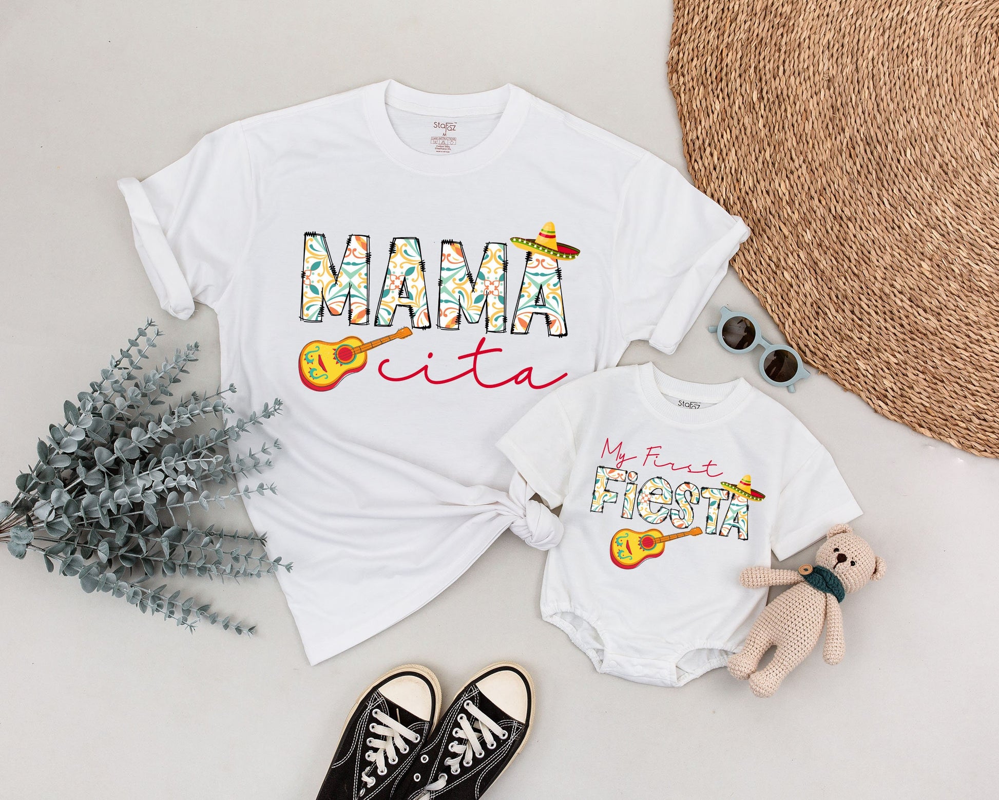 My First Fiesta Birthday Outfit Mama Cita Vibrant Mexican Party Theme Matching Family Shirt Mom and Me Taco Bout One Celebration Soft Cotton Tee